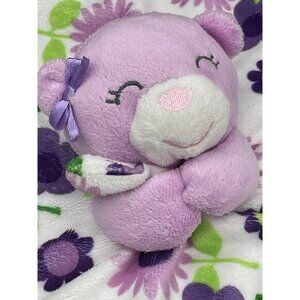 Carters Baby Lovey Security Blanket With Plush Bear Purple Floral Design
